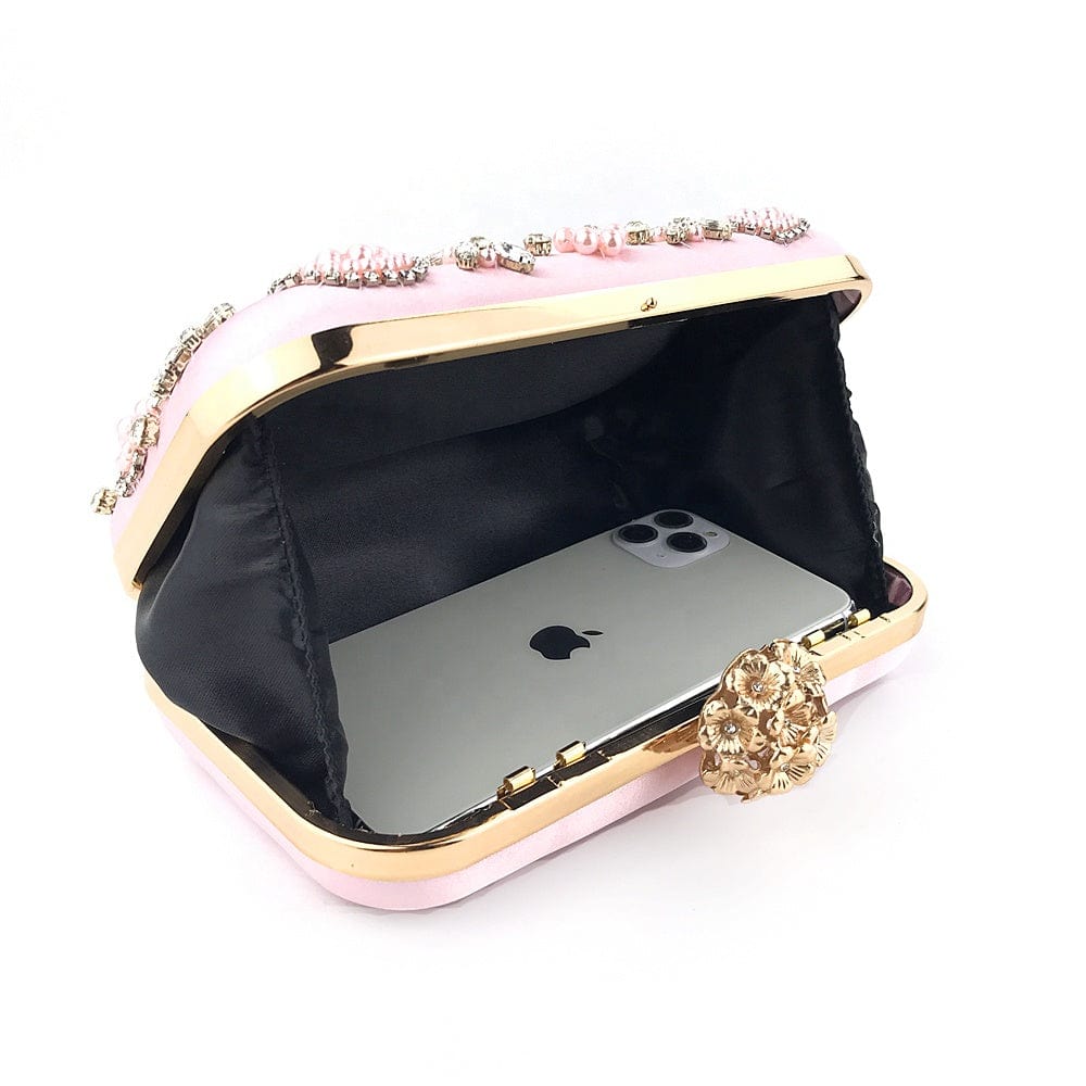 S / PINK OC3811 Wholesale China Elegant Clutch Bag Handmade Beaded Evening Bags