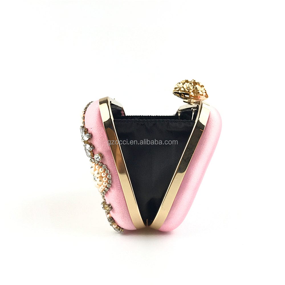 S / PINK OC3811 Wholesale China Elegant Clutch Bag Handmade Beaded Evening Bags