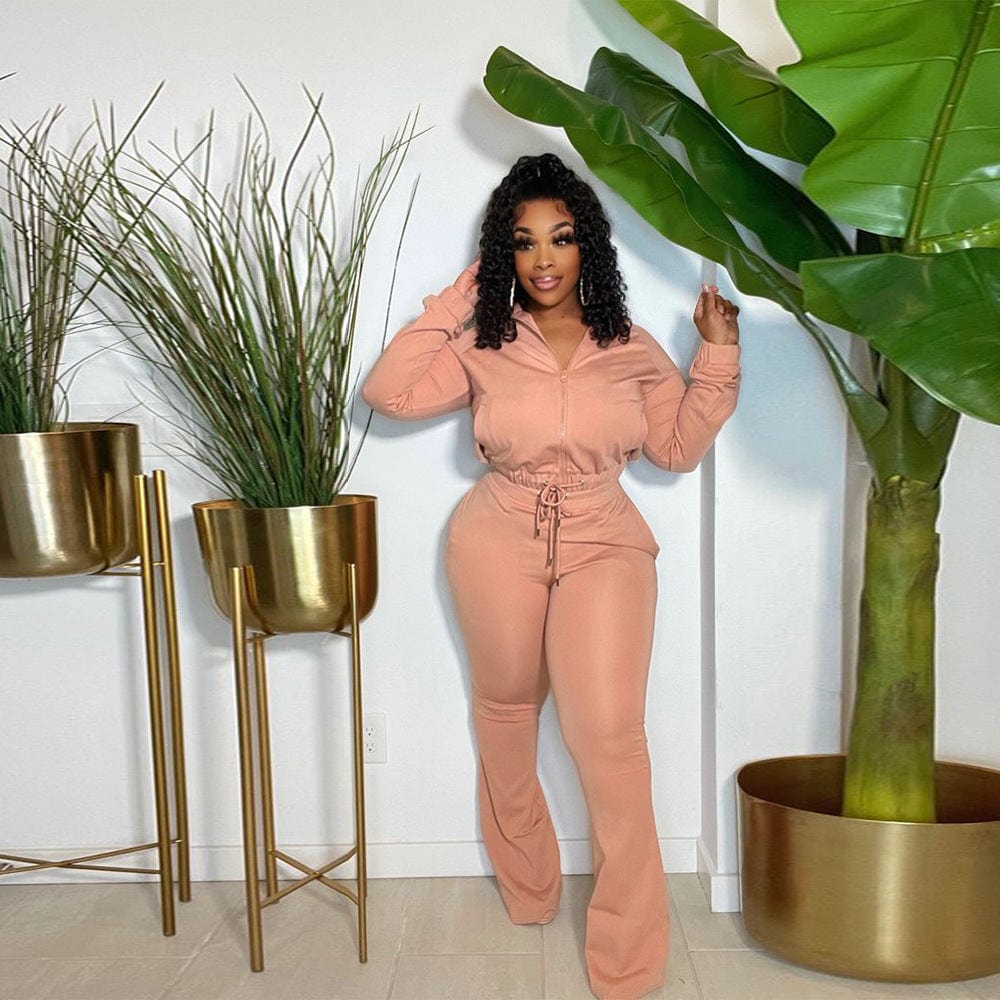 S / Pink Women Clothing Fall Woman Tracksuit Knit 2 Piece Set Plus Size Jogger Set Women Ropa De Mujer Two Piece Sweatsuit