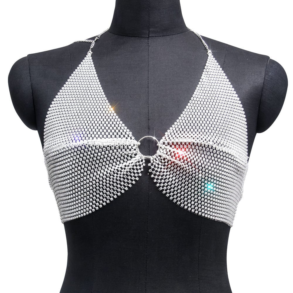 S / White NOVANCE YX1190 Rhinestone Backless Party beaded crop top night wear for women Summer Club shiny Diamond womens sexy underwear