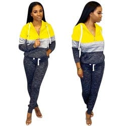 S / Yellow S2900 sweetsuits women two piece tracksuit jogging  suit