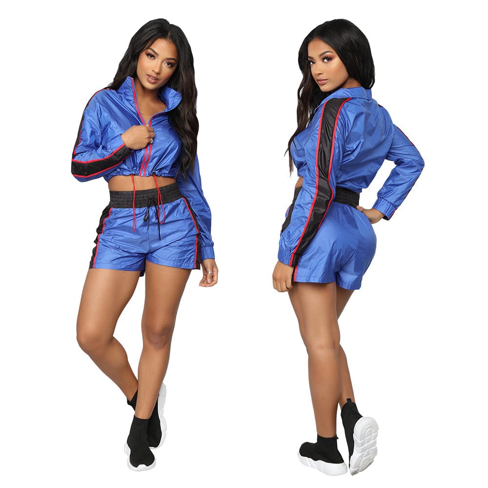 S3087  Women Casual Tracksuit Outwear Ladies Zip Jacket Shorts Fashion Training Tracksuit