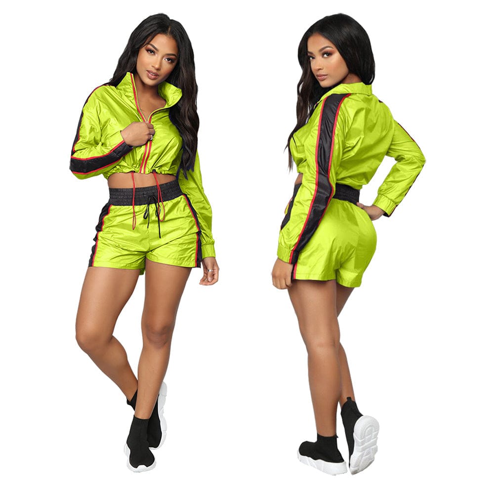 S3087  Women Casual Tracksuit Outwear Ladies Zip Jacket Shorts Fashion Training Tracksuit