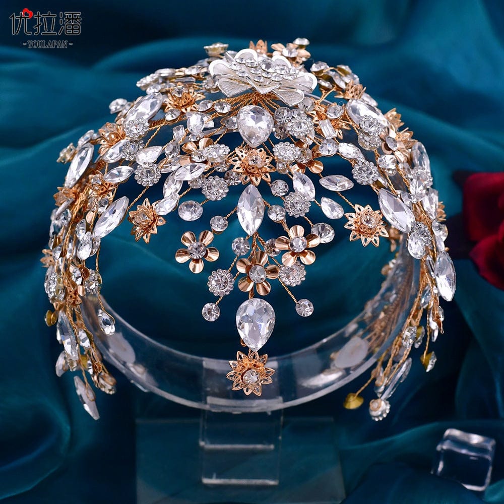 S4205F   New wedding jewelry handmade bridal headwear diamond hair accessories pearl headband tiara crown