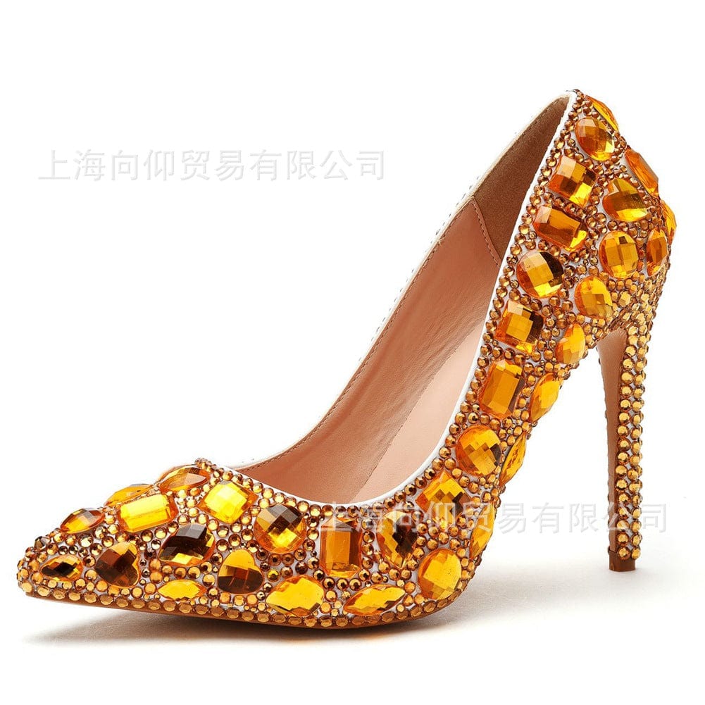 S4822F     Elegant 11cm crystal banquet sexy super high heel fashion luxury rhinestone wedding heels for bride shoes