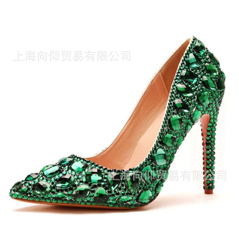 S4822F     Elegant 11cm crystal banquet sexy super high heel fashion luxury rhinestone wedding heels for bride shoes