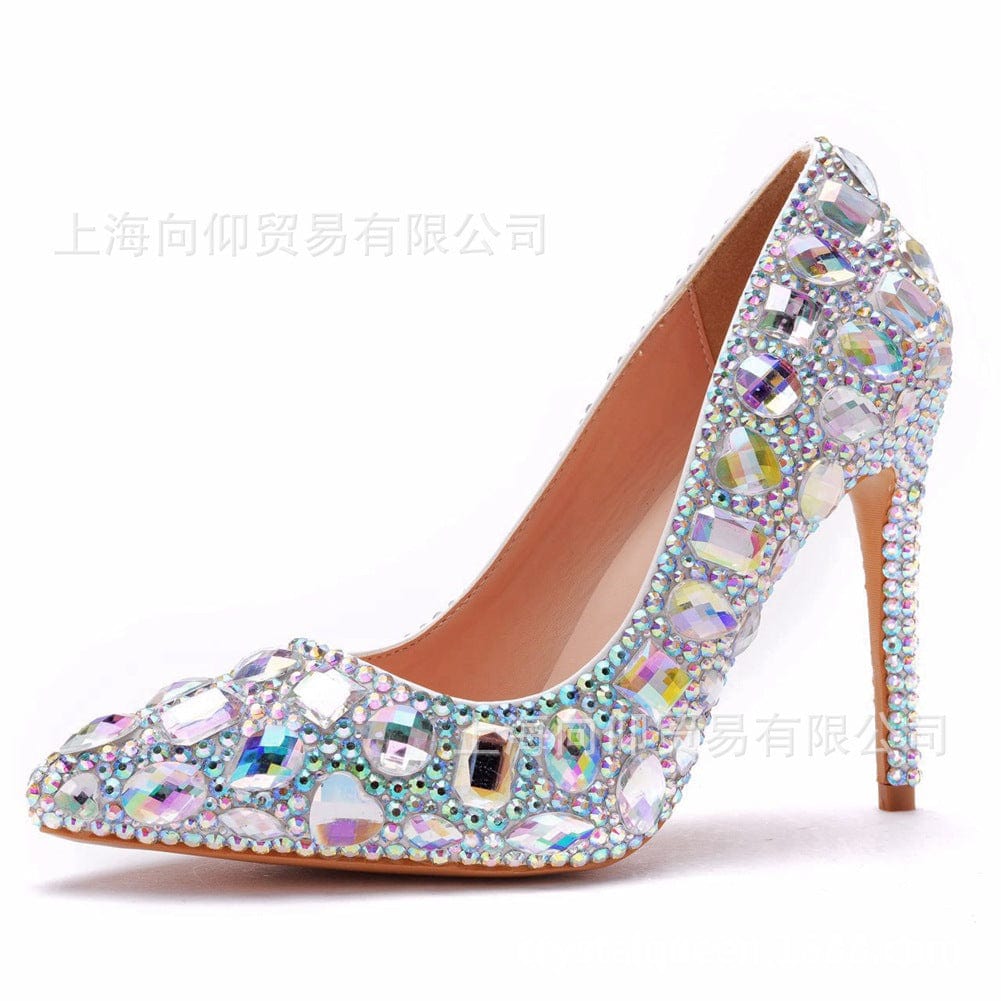 S4822F     Elegant 11cm crystal banquet sexy super high heel fashion luxury rhinestone wedding heels for bride shoes