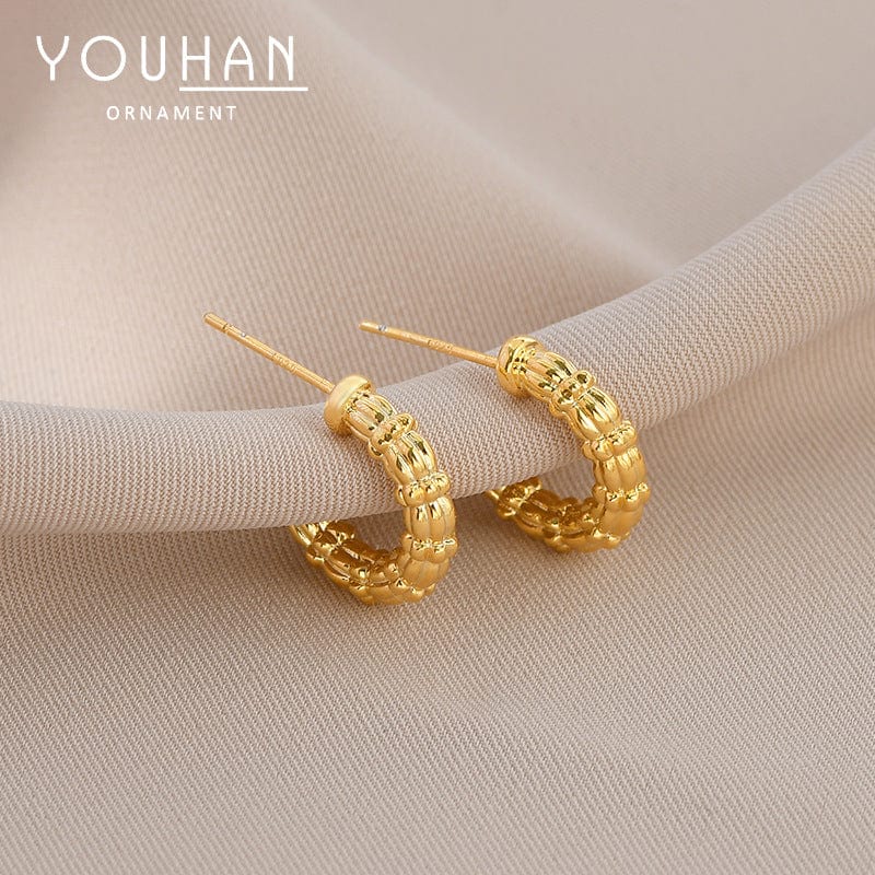 s925 silver post / Gold New trendy elegant earrings for women S925 silver needle niche design geometric C- shaped earrings online popular earrings