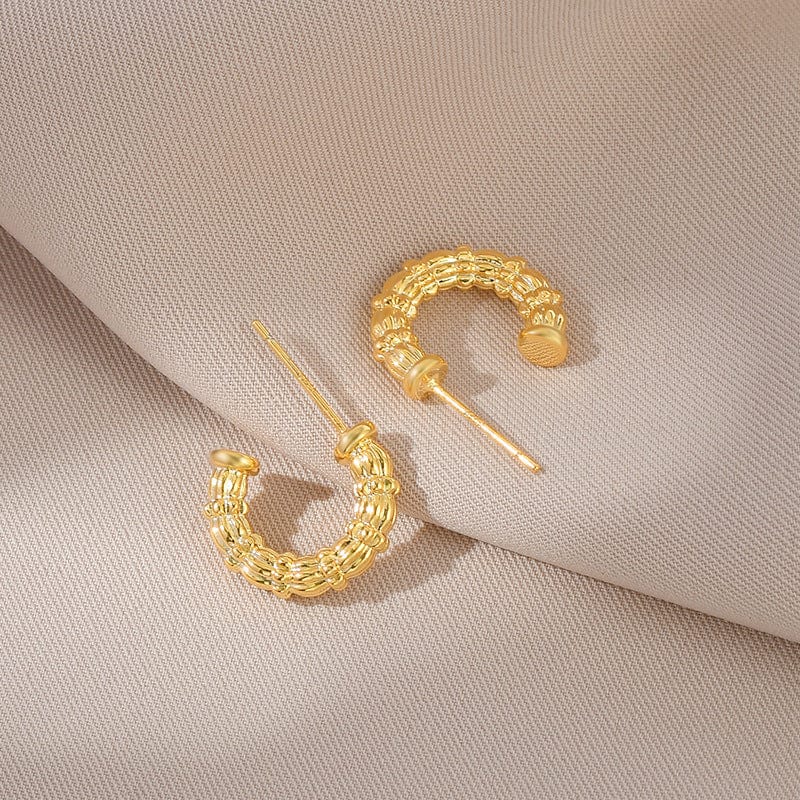 s925 silver post / Gold New trendy elegant earrings for women S925 silver needle niche design geometric C- shaped earrings online popular earrings