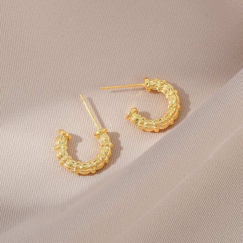 s925 silver post / Gold New trendy elegant earrings for women S925 silver needle niche design geometric C- shaped earrings online popular earrings