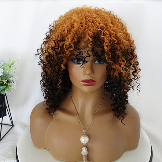 same as the picture Cheap Machine Made Wig High Quality Synthetic  Hair Pixie Cut Wigs Short Kinky Curly Non Lace Wigs with Bangs for Women