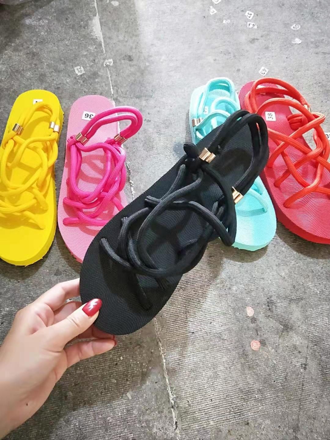 Sandal Wholesale Luxury Beach Women Slides Rope Sandals Summer Flat Slipper Shoes