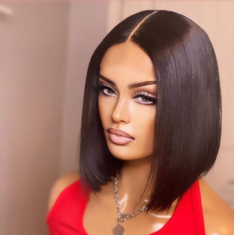 Sexy Lady Hair Natural Black Human Hair Closure Short Bob Wig For Black Women