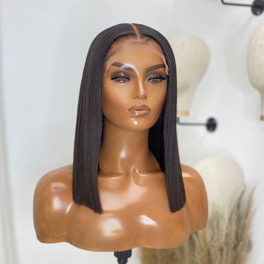 Sexy Lady Hair Natural Black Human Hair Closure Short Bob Wig For Black Women