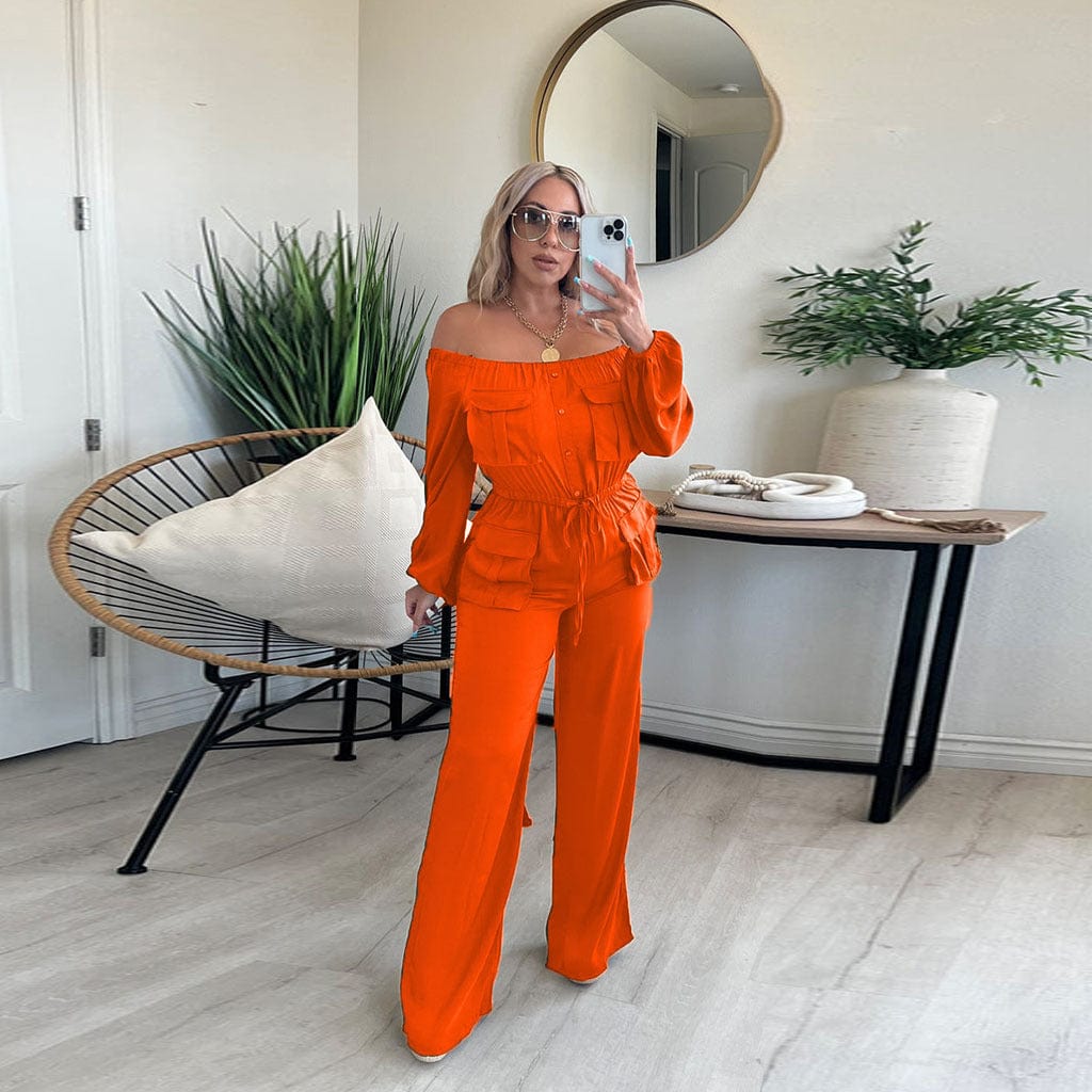 Sharee Clothing Stretchable With Pocket Off The Shoulder Jumpsuit Women Drawstring Woman Jumpsuit Elegant Cloths For Women