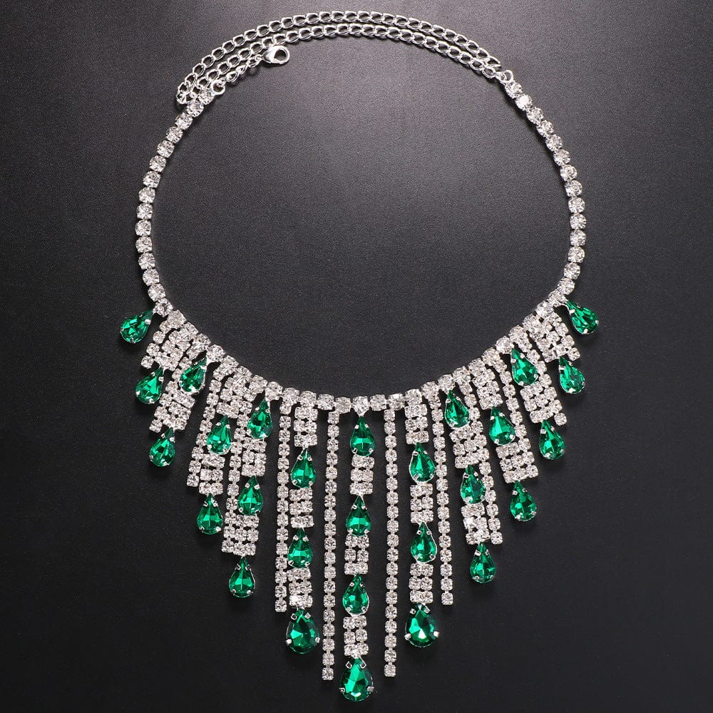 SHIHAN 2023 Factory direct sale bridal rhinestone necklace jewelry women wedding engagement tassels banquet silver jewelry