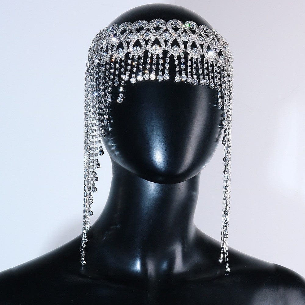 SHIHAN 2023 New Fashion Luxury Rhinestone Crystal Headband Mesh Headpiece Headbands for Women Bridal Silver Hair Jewelry