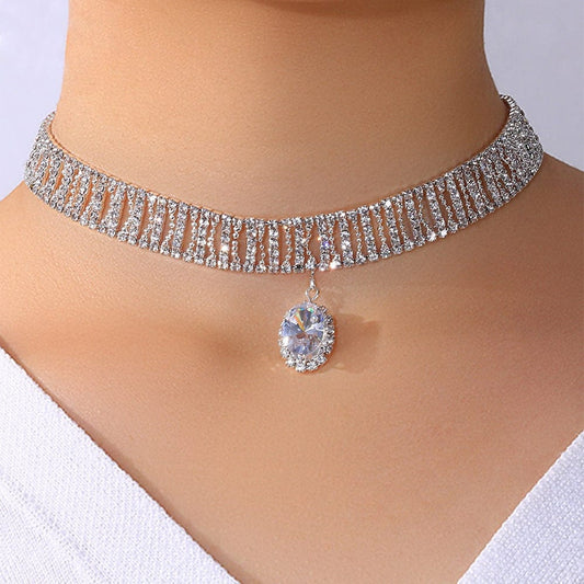 SHIHAN 2023 New Rhinestone Choker Necklace Jewelry Shiny Diamond Crystal Necklaces Jewelry For Women Birthday party Accessories