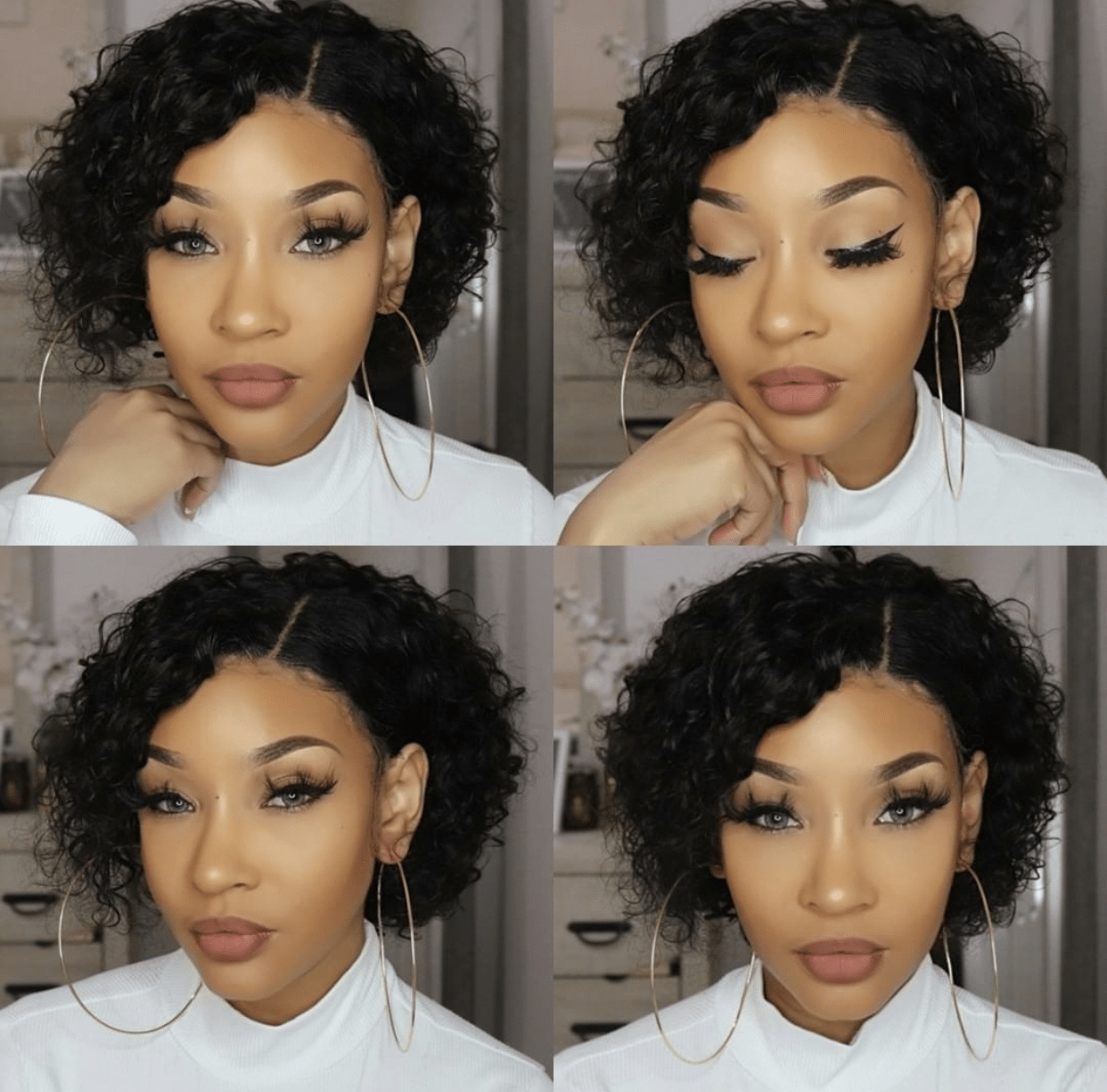 Short Bob Lace Front Wigs Natural Brazilian Remy Human Hair Wigs for African Women Pixie Cut Lace Part Wig