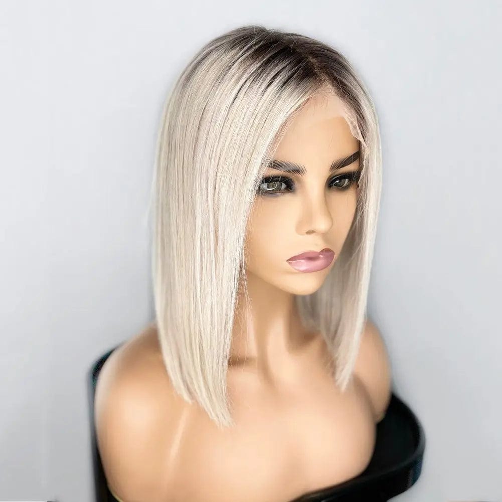 Short Bob Wigs 1B/#60 European Silky Straight Raw Human Hair 13*4 Lace Front Wigs for Women