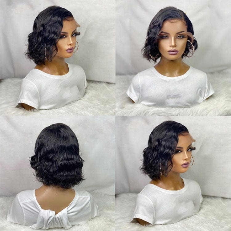 Short Body Wave Hair Human Hair Wig Shot Bob 13*4 Lace Front Wigs  for Black Women