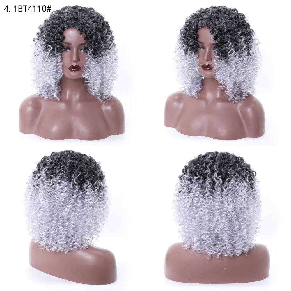 Short Hair Afro Curly Wig With Bangs Loose Synthetic Cosplay Fluffy Shoulder Length Wigs For Black Women Dark Brown