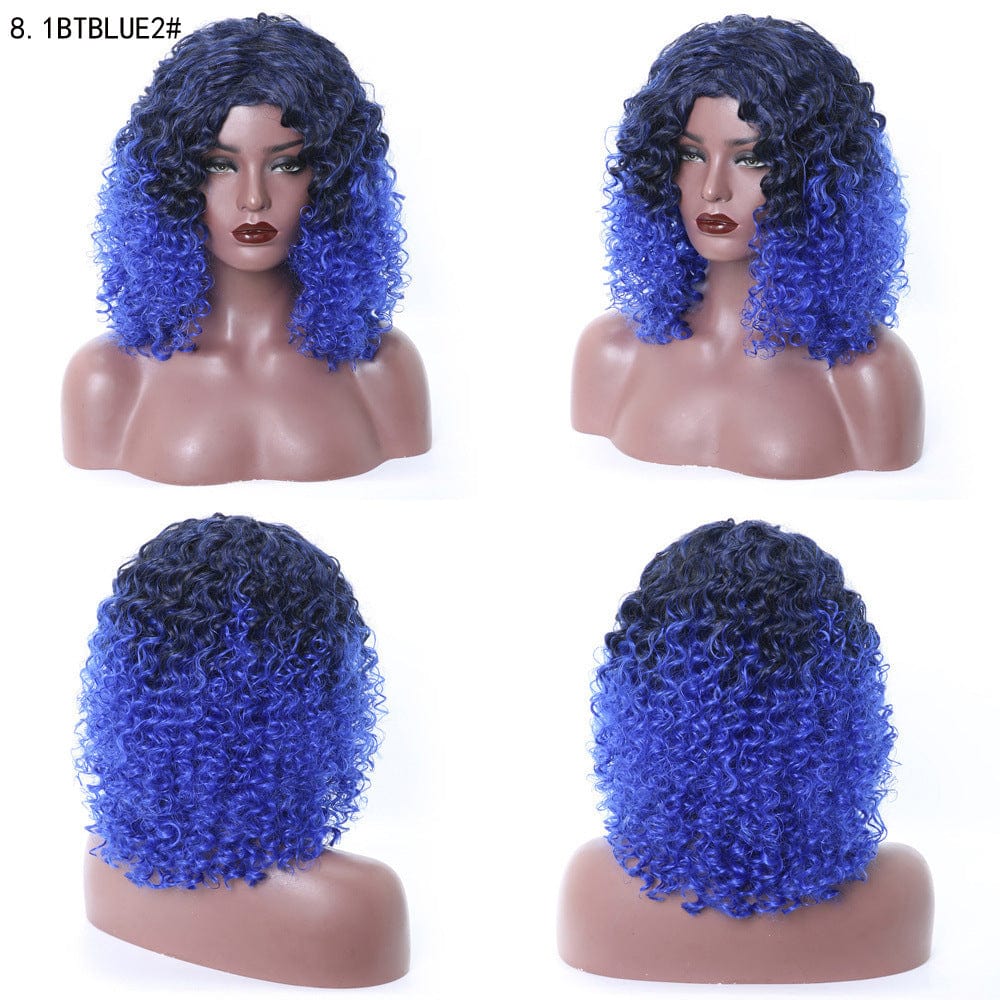 Short Hair Afro Curly Wig With Bangs Loose Synthetic Cosplay Fluffy Shoulder Length Wigs For Black Women Dark Brown