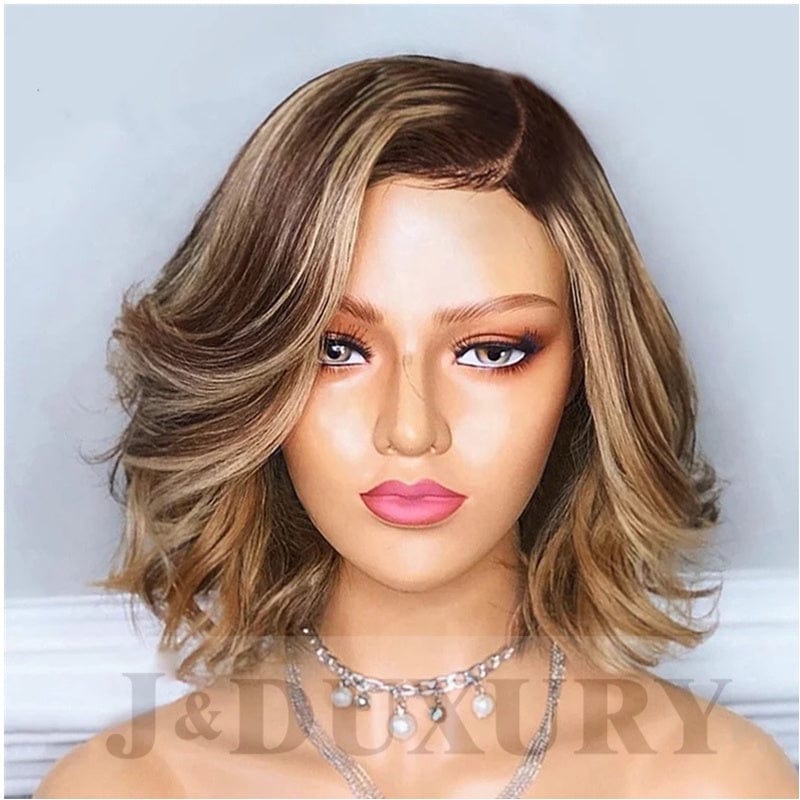 short human hair wigs  wholesale wigs 100% human hair vendor mixed 4/27 blonde hair transparent full 360 lace frontal wig