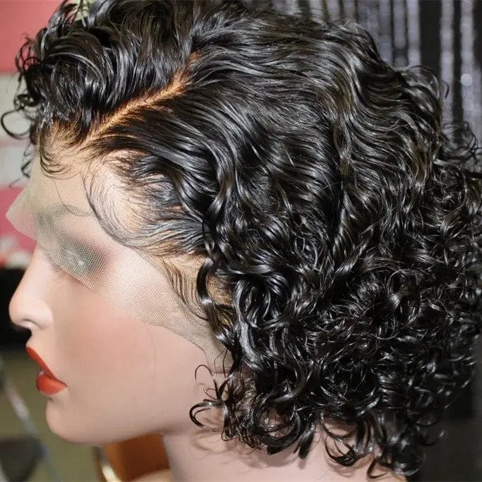 Short Pixie Cut Curly Wigs Pre Plucked Natural Hairline Brazilian Human Virgin Hair 13*4 Lace Front Wigs