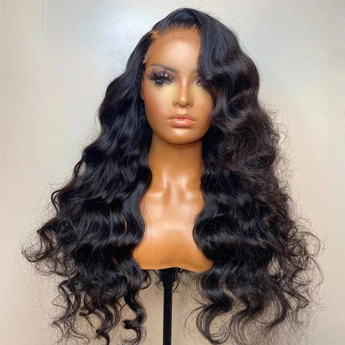 Side Part Bleach Knots Deep Body Wave Full Virgin Cuticle Aligned Human Hair Transparent HD Lace Front Wigs