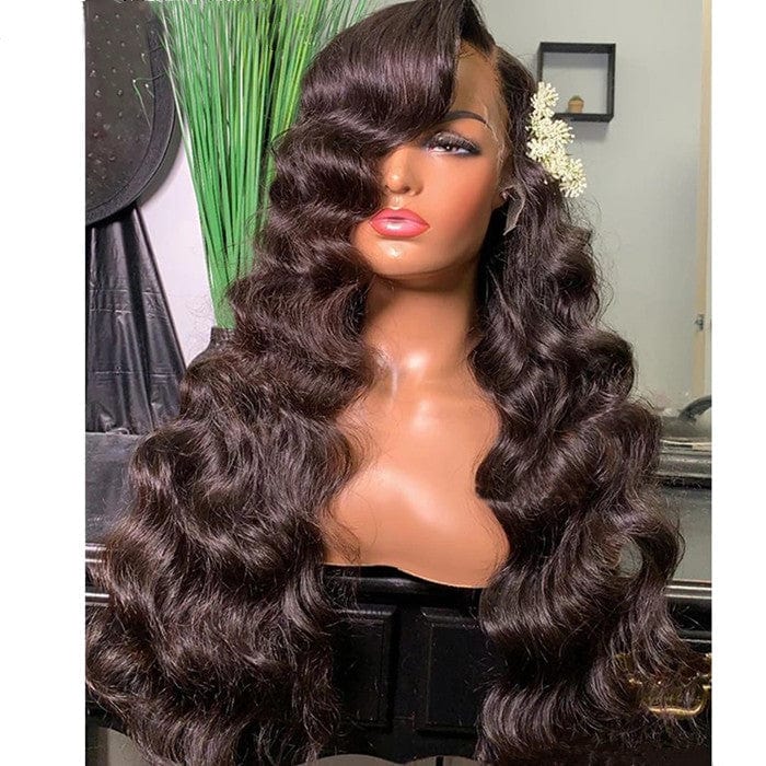 Side Part Bleach Knots Deep Body Wave Full Virgin Cuticle Aligned Human Hair Transparent HD Lace Front Wigs