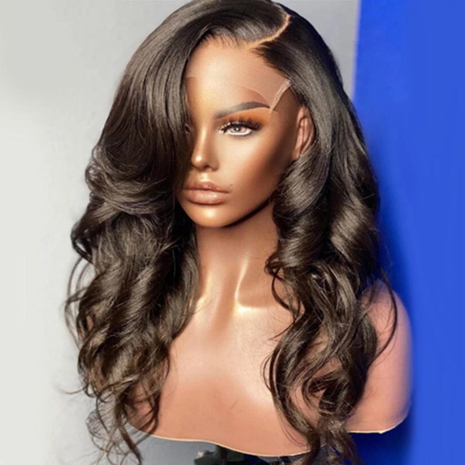 Side Part Body Wave Human Hair Wigs Pre Plucked High Density Brazilian Remy  5x5 Lace Closure Wig Bleached Knots Natural Black