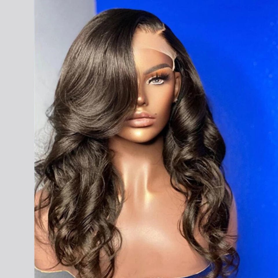 Side Part Body Wave Human Hair Wigs Pre Plucked High Density Brazilian Remy  5x5 Lace Closure Wig Bleached Knots Natural Black