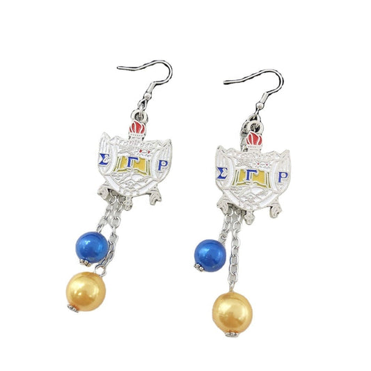 Sigma Gamma Rho Handmade Greek letter Charms Pearl Pendant Earrings