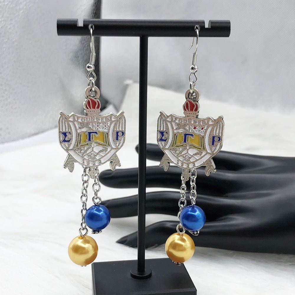 Sigma Gamma Rho Handmade Greek letter Charms Pearl Pendant Earrings