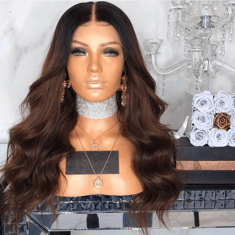 Silk Base Swiss Lace Wig Brown Super Wave Full Raw Indian Cuticle Aligned Human Hair Silk Top 13*4 Lace Front Wigs