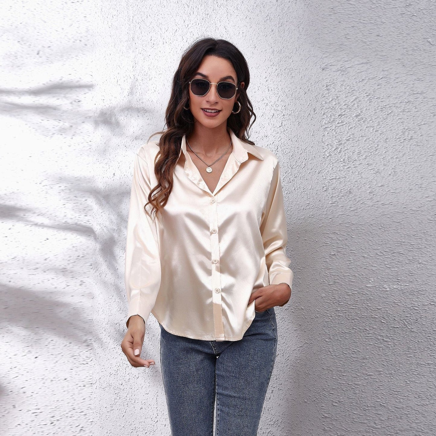 Silk Women's Shirt Long Sleeve Fashion Woman Blouses 2023 Satin Top Female Shirts and Blouse Basic Ladies Tops OL Women Clothing