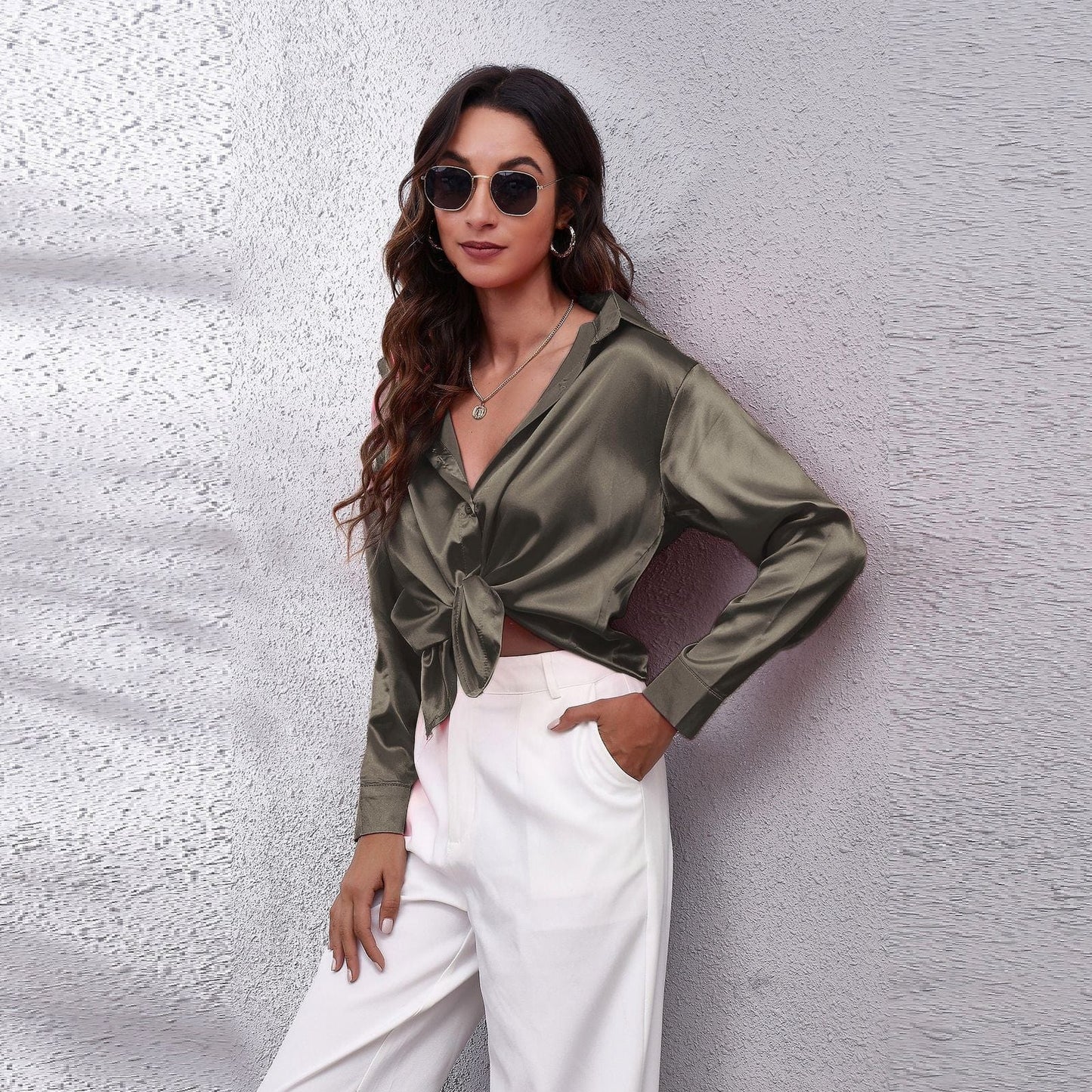 Silk Women's Shirt Long Sleeve Fashion Woman Blouses 2023 Satin Top Female Shirts and Blouse Basic Ladies Tops OL Women Clothing