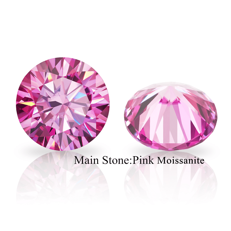 Silver 925 Original 2- 4ct Round Brilliant Cut Diamond Test Past Pink Black Purple Hundred Flower Moissanite Screw Stud Earrings