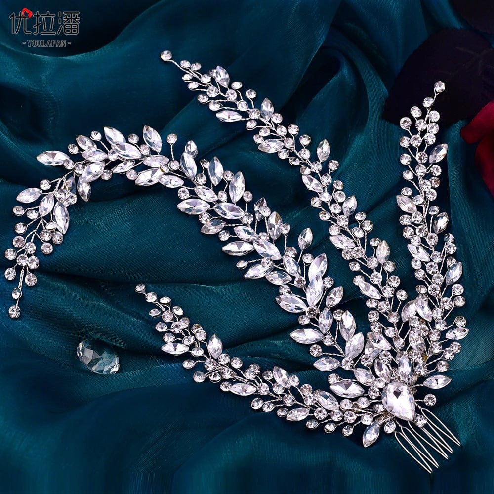 silver headdress S4204F   Hot Sale Bridal Hair Accessories Mesh Rhinestone Cross S Curved crown tiara