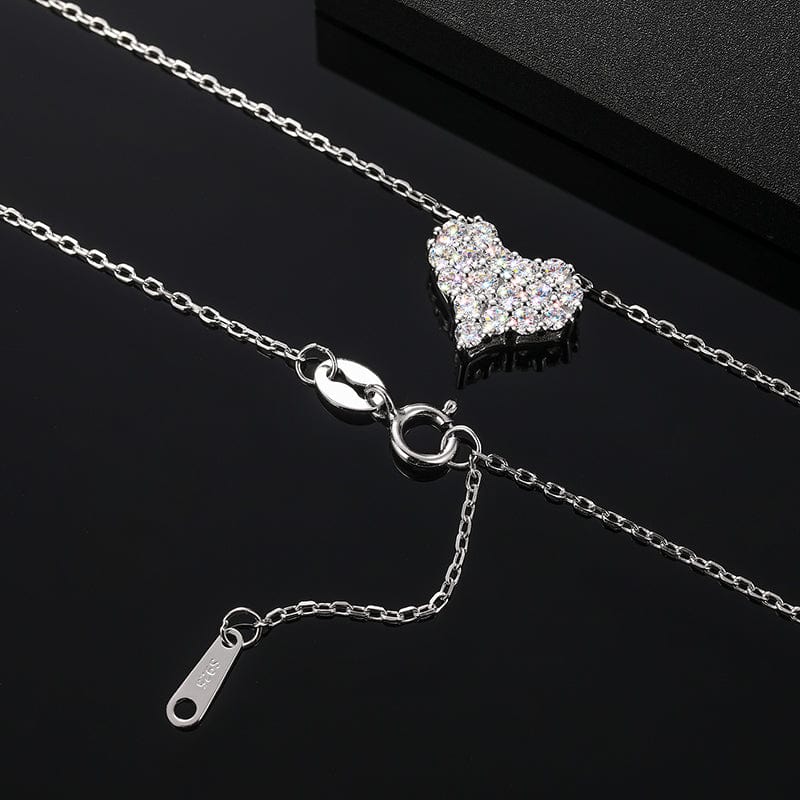 silver New Trendy Iced Out Shining Heart Shape Pendant 925 Sterling Silver VVS Moissanite Diamond Pendant Necklace For Women