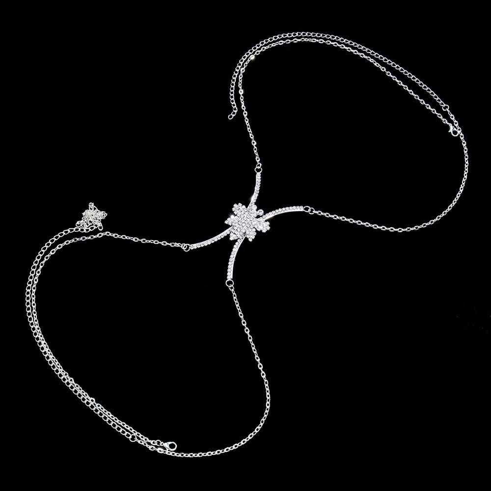 silver SHIHAN Sexy Rhinestone Bee Breast Chain Fashion 2023 Women Summer Bikini Bra Chain Body Jewelry