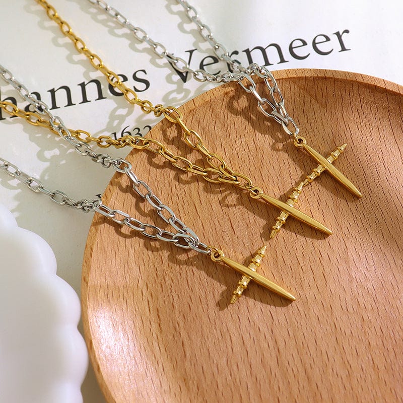 Simple Jesus Christian Cross Pendant Short Chain Necklace for Women Golden Wish Necklace with Card Jewelry Gift