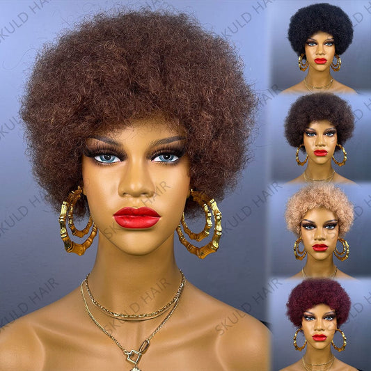 Skuld Short Human Hair Wigs Pixie Cut Human Hair Wigs afro kinky Wig for Black Women Drop Shipping Wholesale