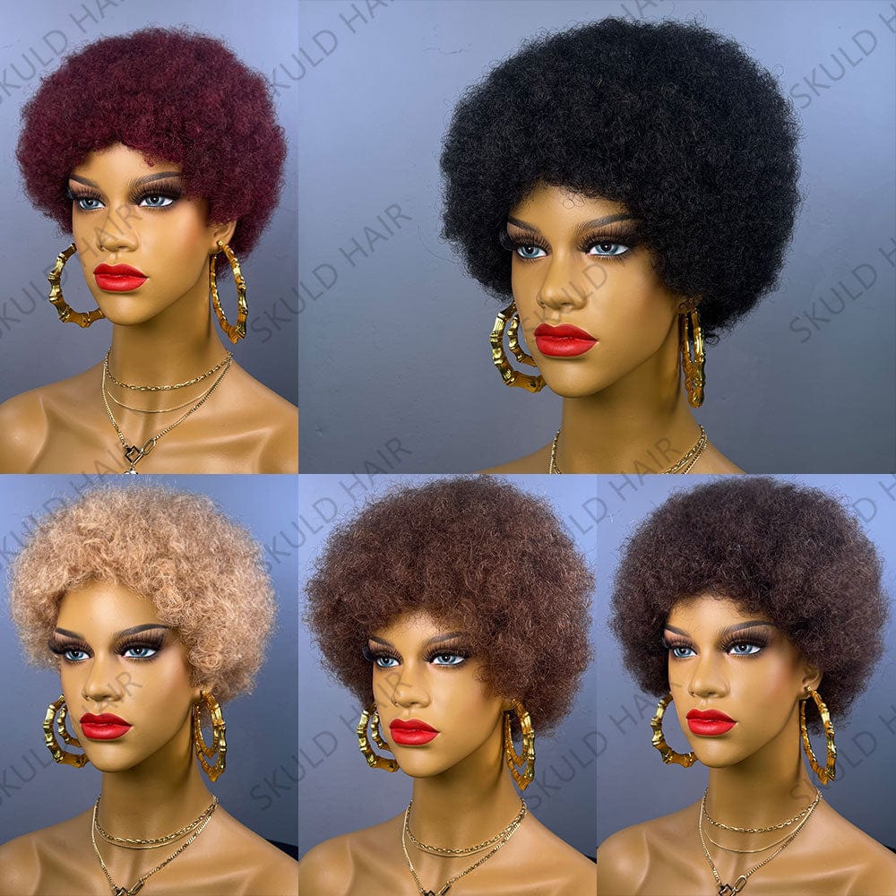 Skuld Short Human Hair Wigs Pixie Cut Human Hair Wigs afro kinky Wig for Black Women Drop Shipping Wholesale