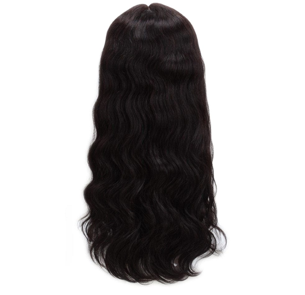 sleek quality wholesale for women knotless  nature black cheap blend hair wig 18"-24" body wave lace front wig Human Hair Wigs