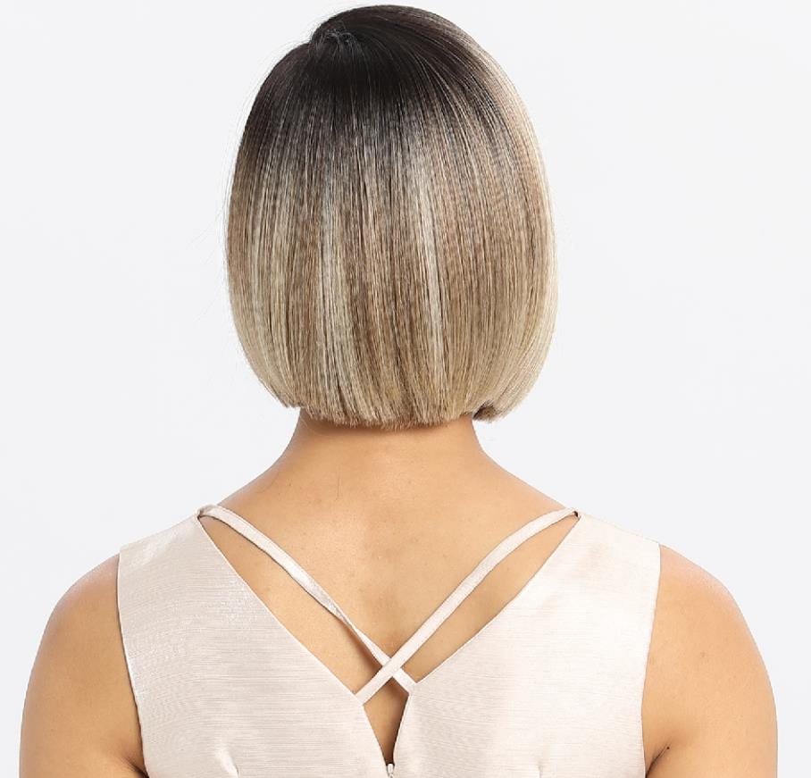 sleek short bob wig wholesale high temperature cheap heat resistant lace bob straight  frontal synthetic hair wig for women