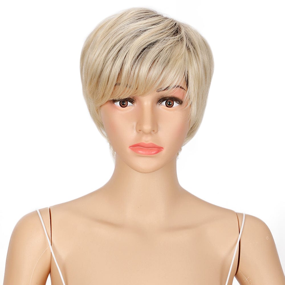 sleek top quality wholesale hot selling cheap heat resistant fiber made machine wig pixie bob wig synthetic hair wig for women