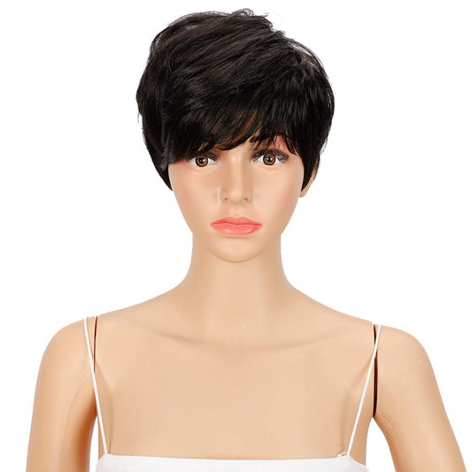 sleek top quality wholesale hot selling cheap heat resistant fiber made machine wig pixie bob wig synthetic hair wig for women