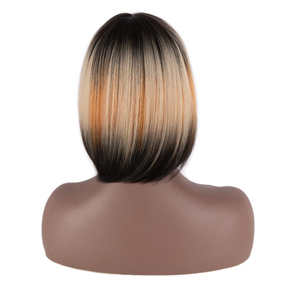 sleek top quality wholesale hot selling cheap heat resistant made machine straight bob with bang synthetic hair wig for women